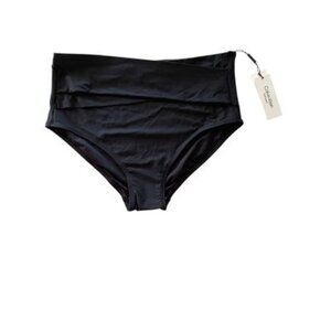 Calvin Klein Black High Waist Cross Over Swim Bikini Bottoms Size XXL $58